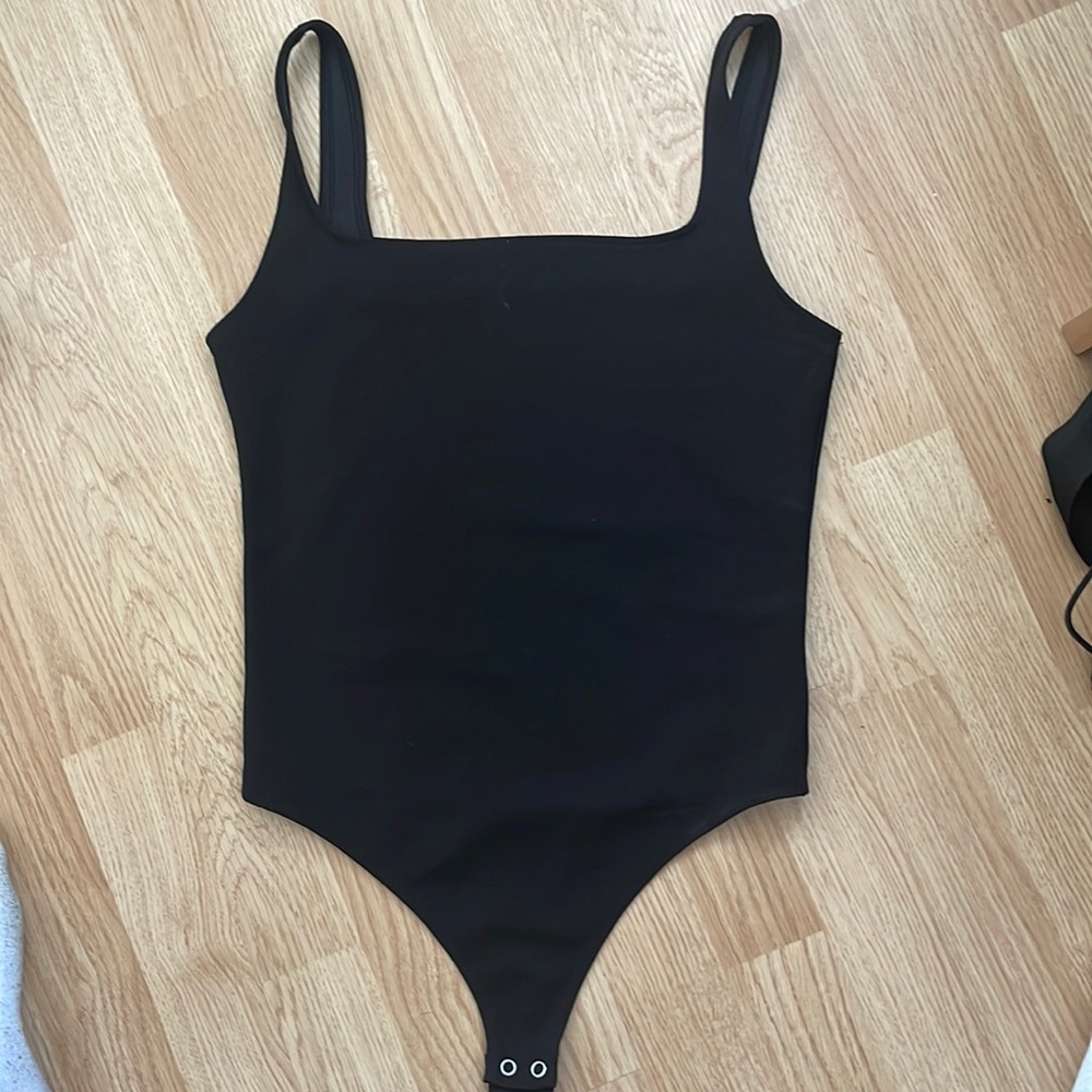 Express square neck black tank top bodysuit